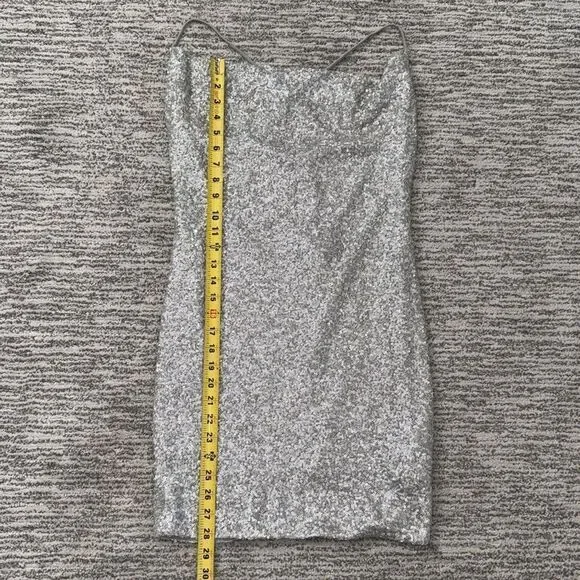 NWT Susana Monaco Sequin Cowl Neck Mini Dress Silver Large - Picture 7 of 13